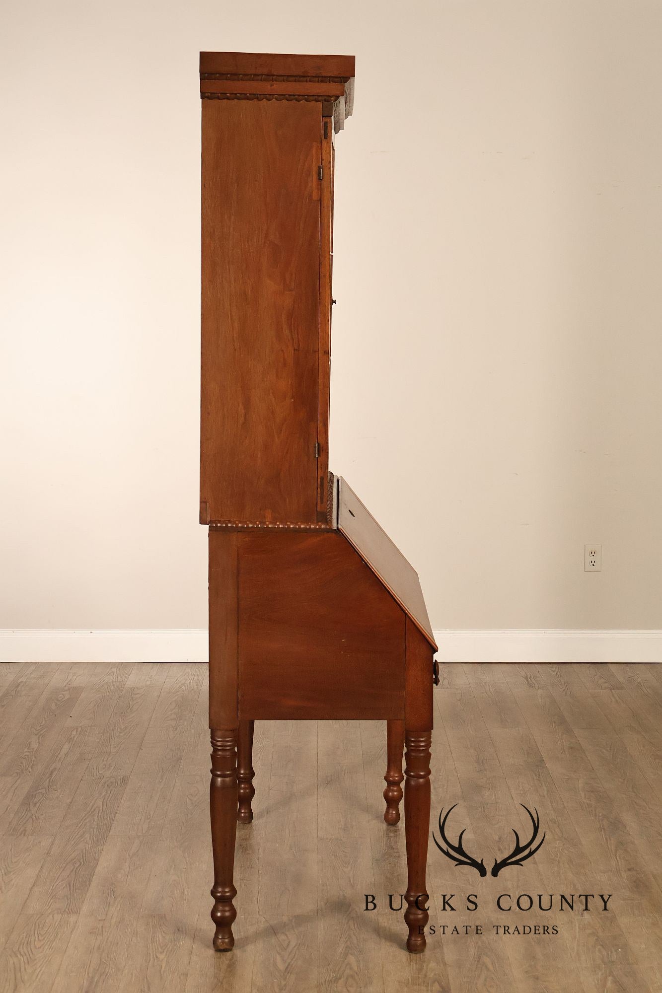 Antique American Sheraton Walnut Secretary Bookcase