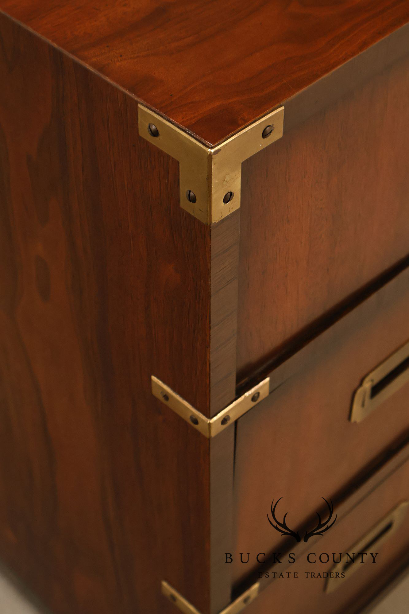 Lane Campaign Style Walnut Chest Of Drawers