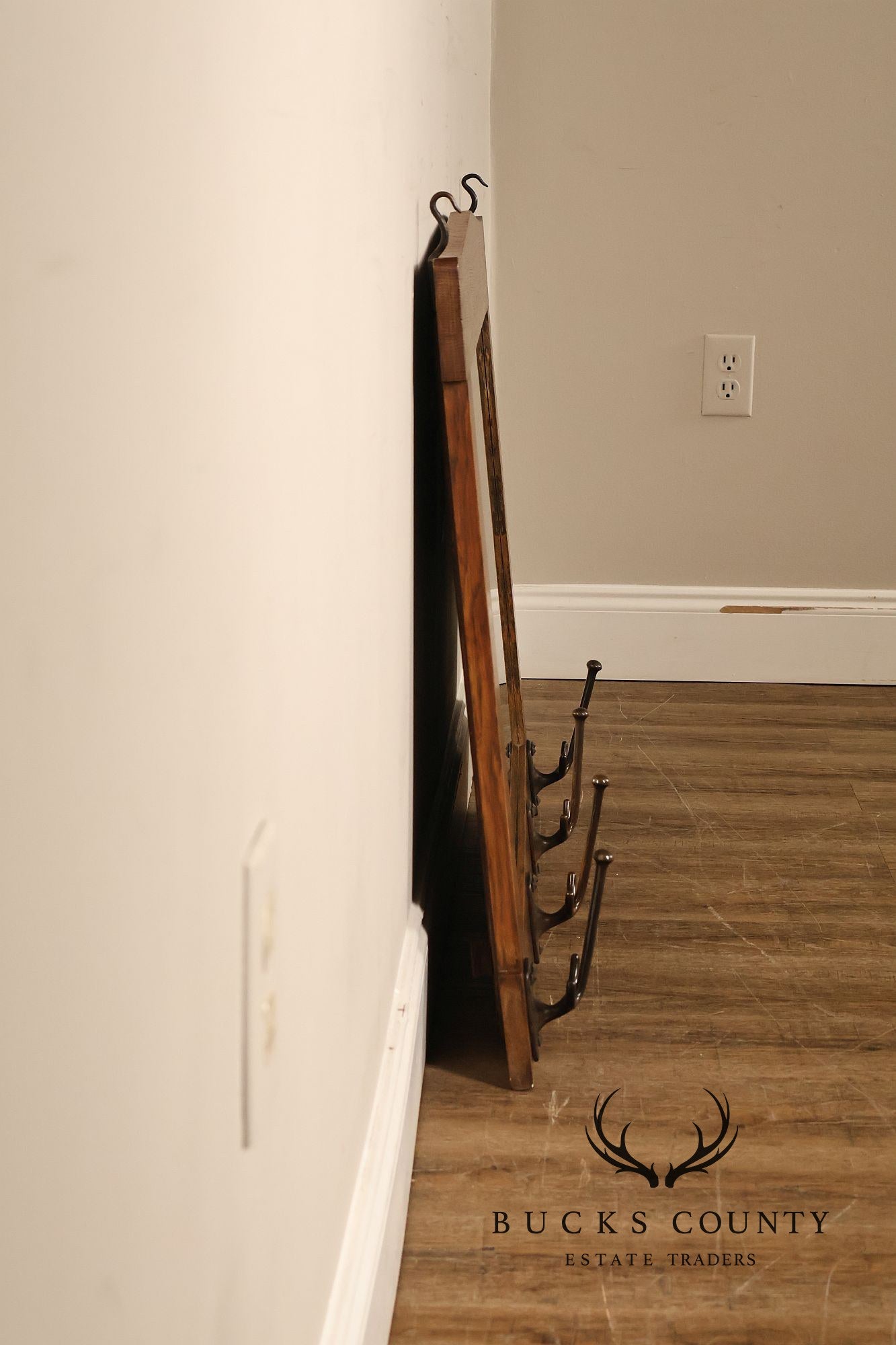 Gustav Stickley Antique Mission Oak Wall Mirror With Coat Hooks #66