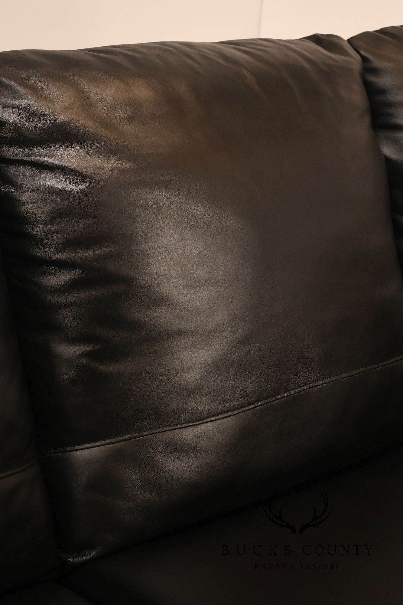 Italsofa Pair of Black Leather Sofas