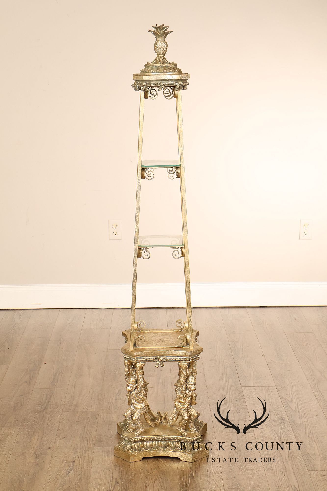 Figural Monkey Form Gilt Metal Obelisk Étagère