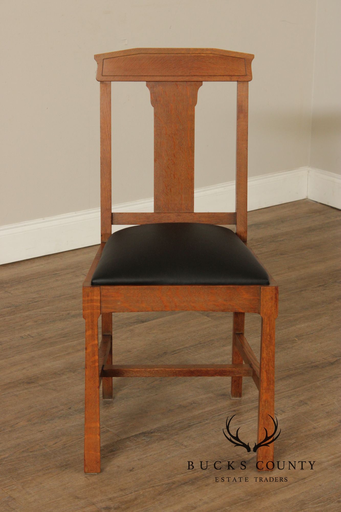 J.K. Rishel Furniture Co. Antique Mission Oak Set Of Six Dining Chairs