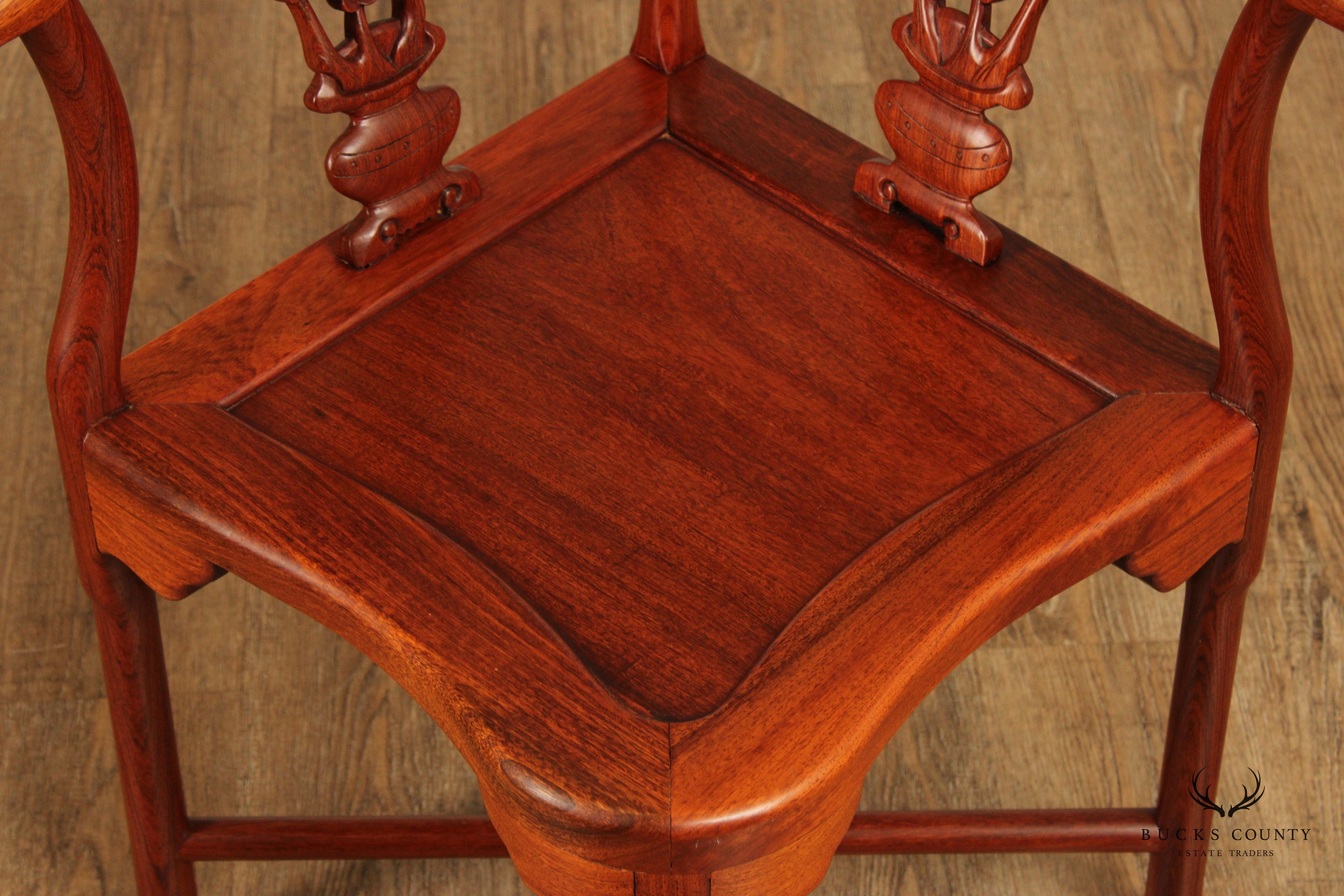 Chinese Rosewood Carved Corner Chair