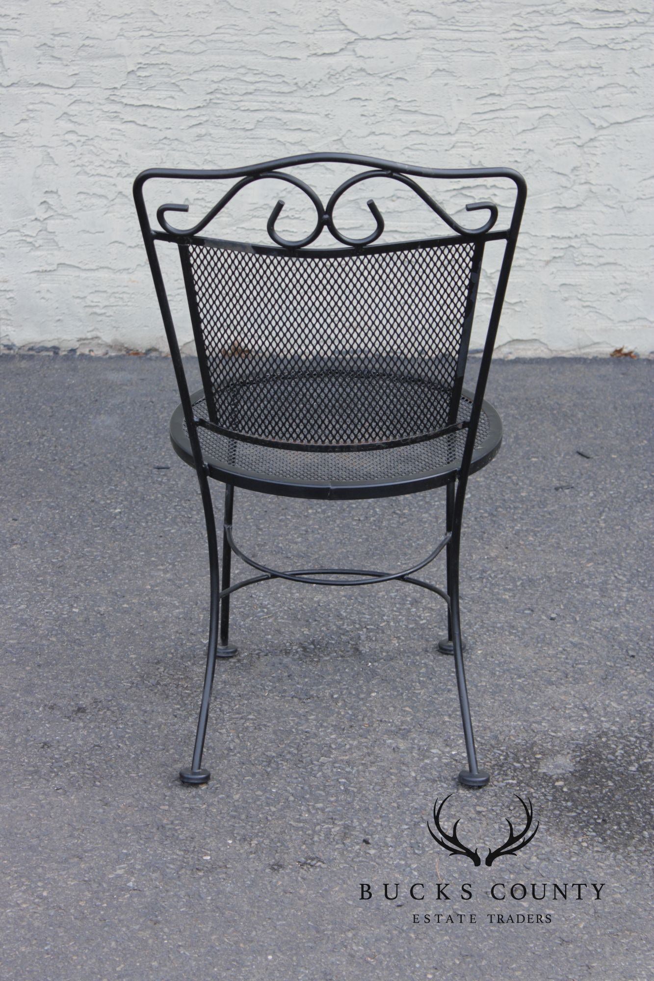 Vintage Pair of Wrought Iron Outdoor Patio Side Chairs