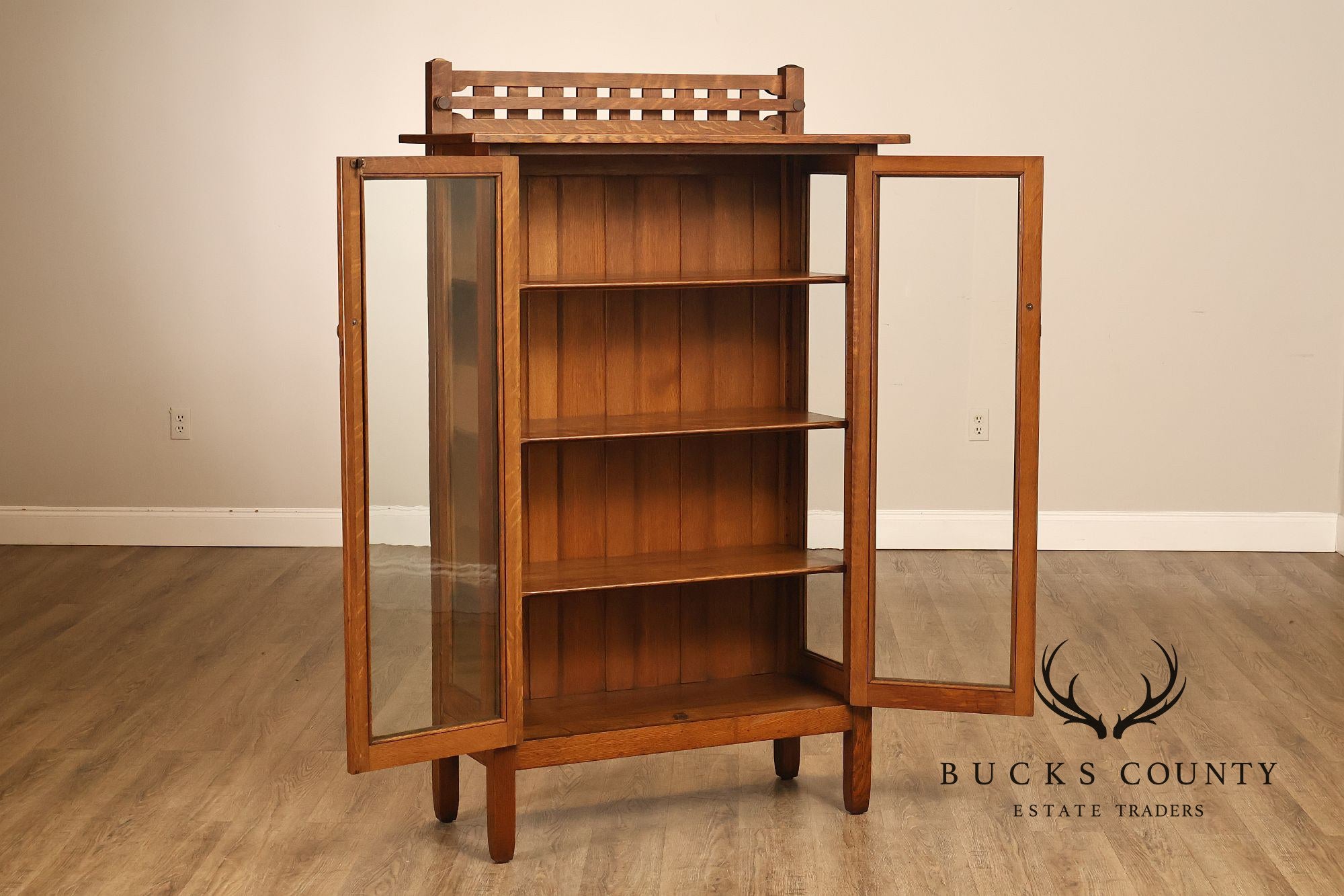 Stickley Brothers Antique Mission Oak Display China Cabinet