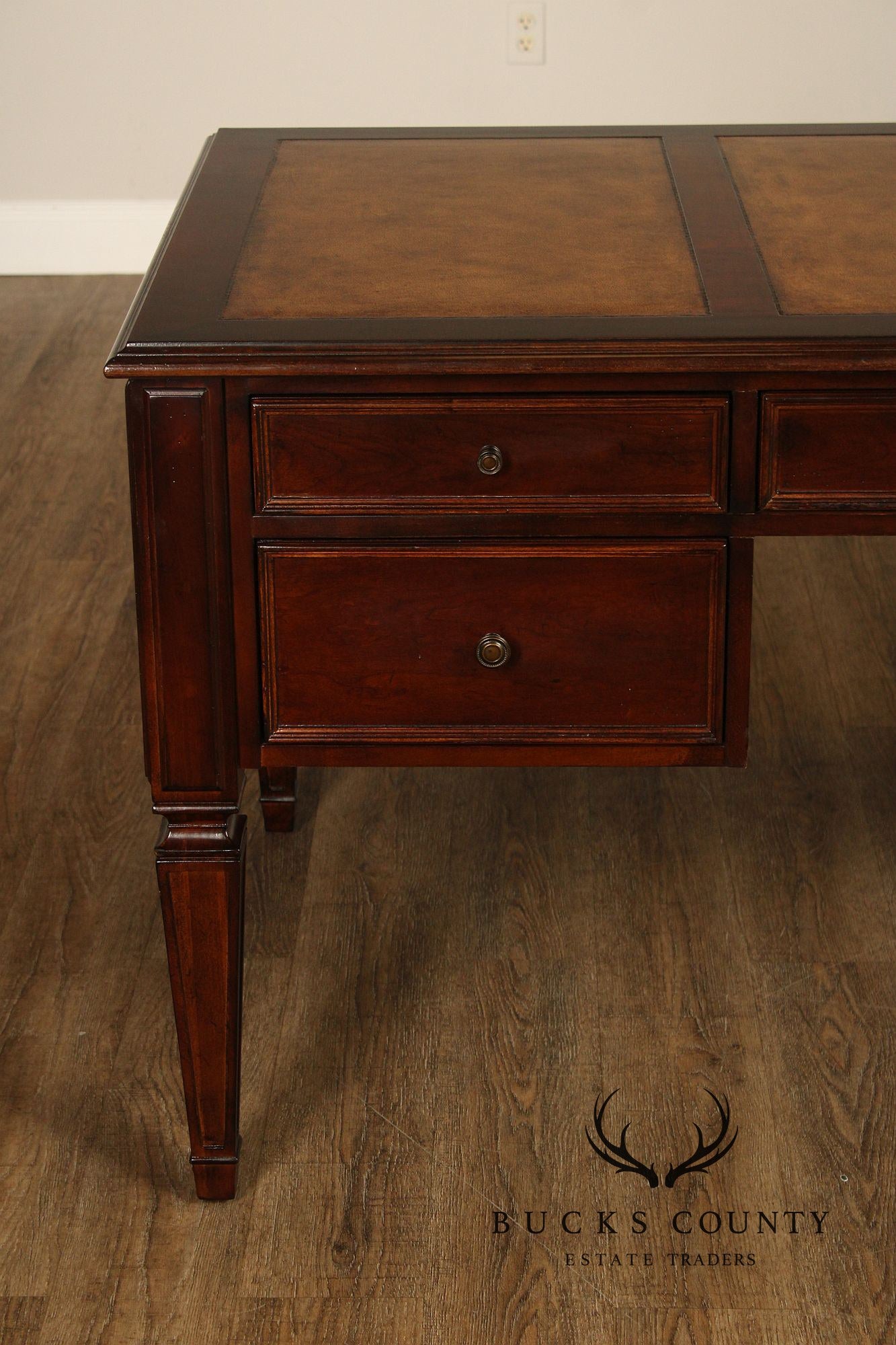 Ethan Allen Leather Top Cherry 'Buckley' Executive Desk