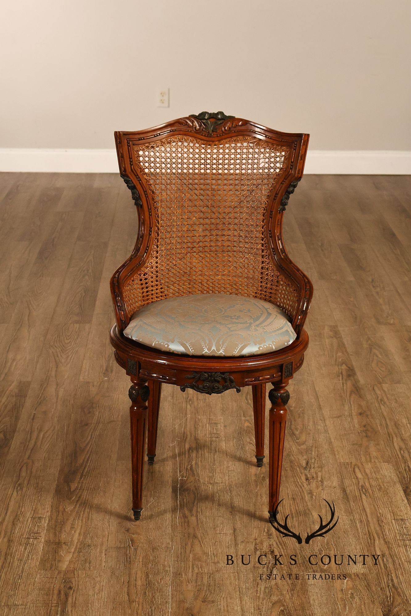 French Louis XVI Style Vintage Set Of 12 Caned Dining Chairs