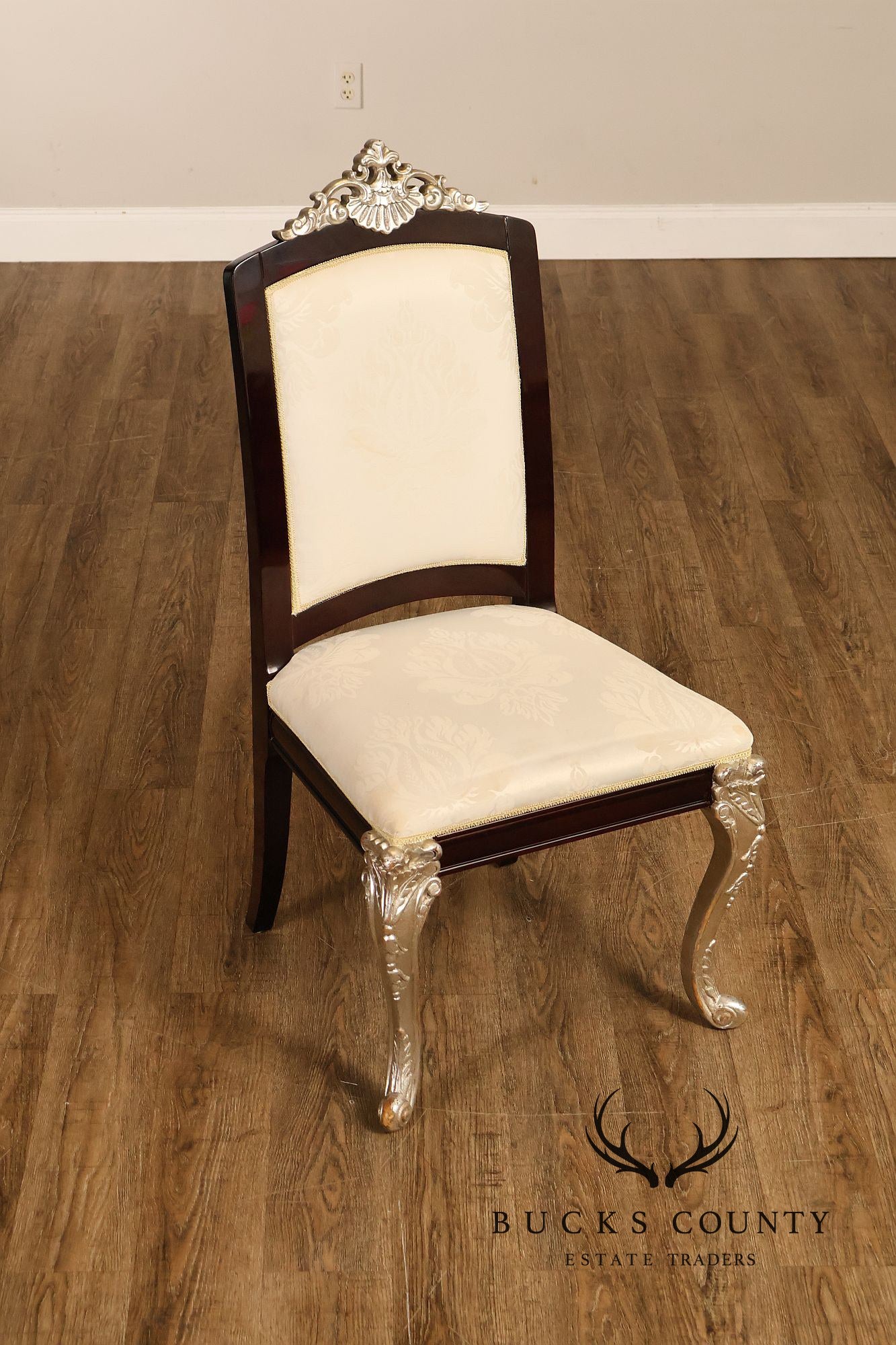 Rococo Style Set of Four Silver Gilt Dining Chairs