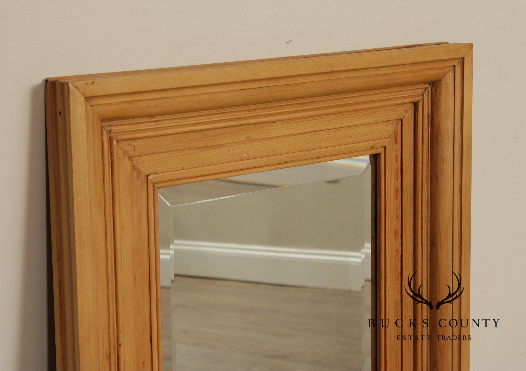 Antique English Scrubbed Pine Wall Mirror