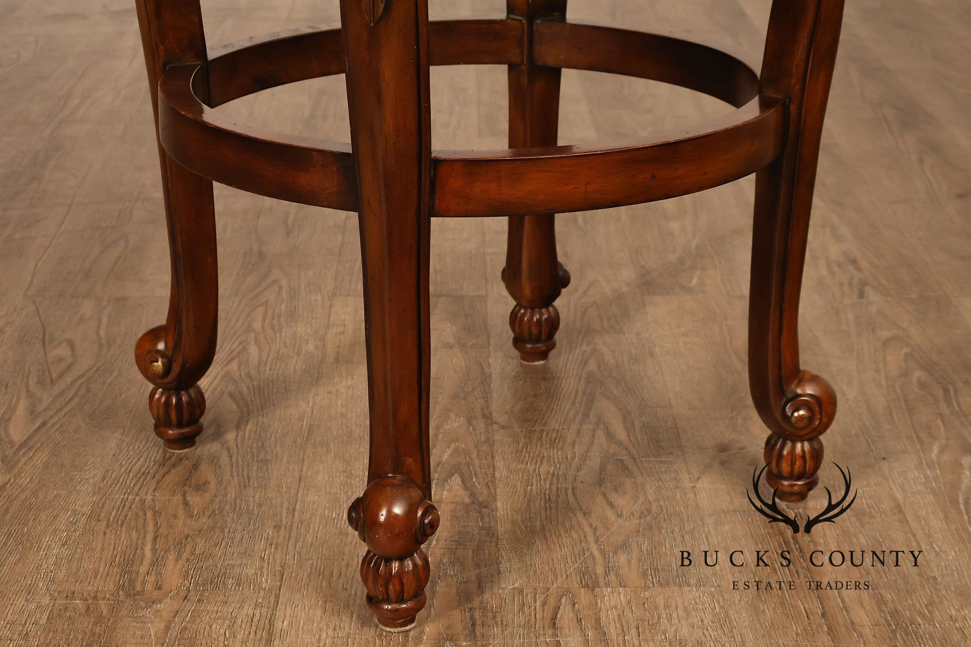 Rococo Style Set Of Four Carved Frame Swivel Barstools