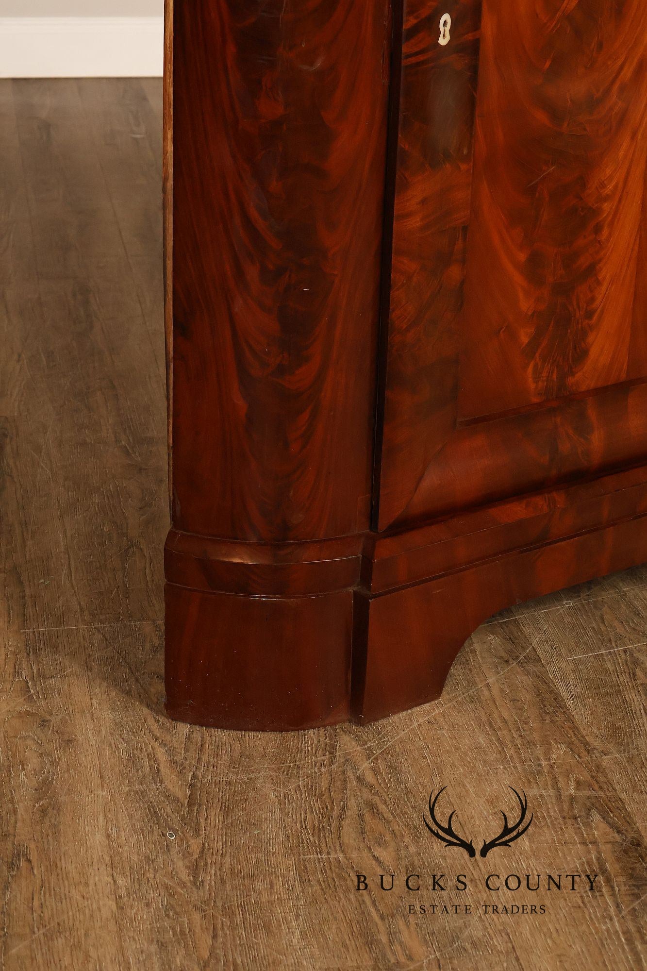 Antique Mahogany Biedermeier Two Piece Corner Cabinet