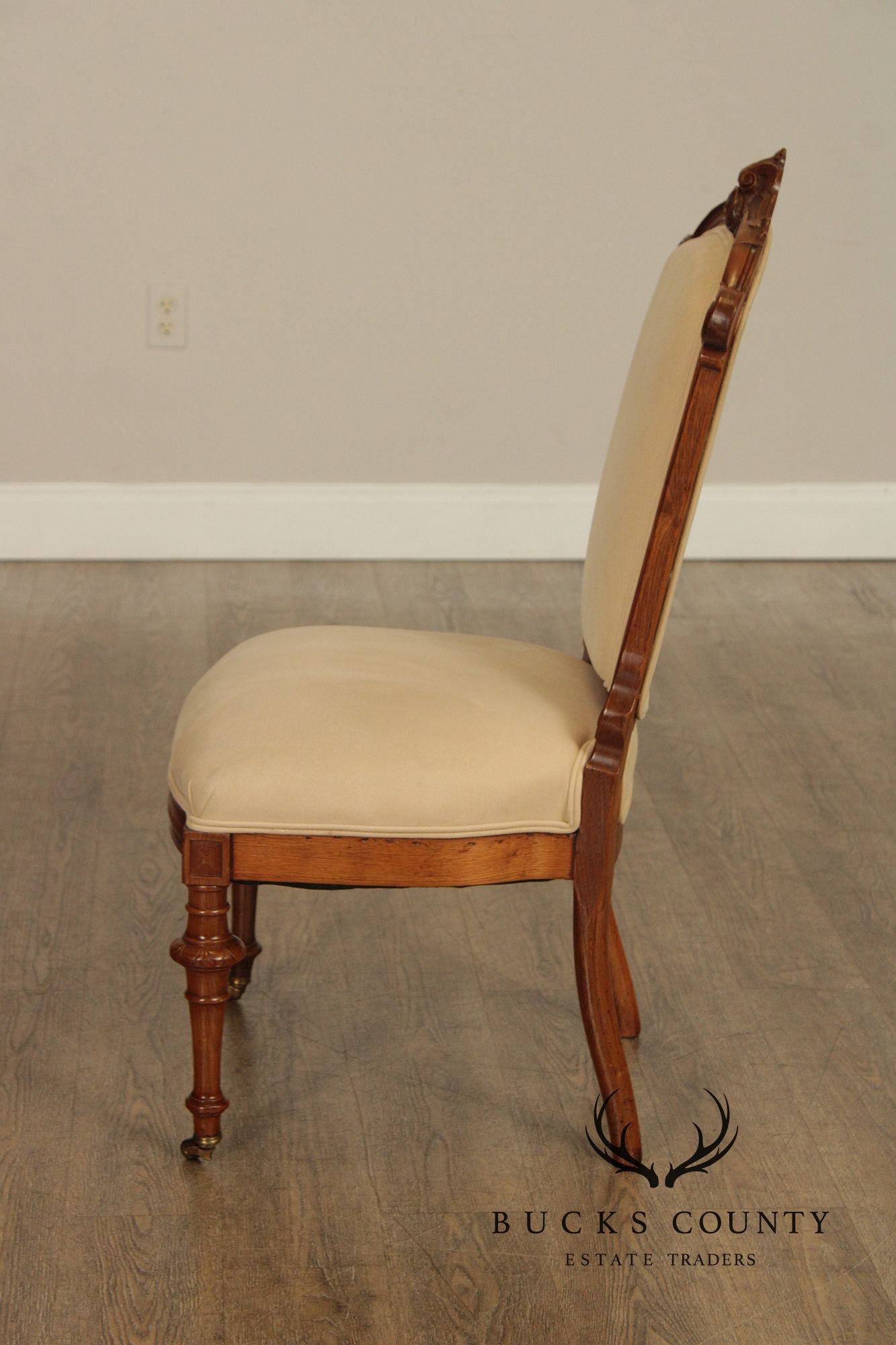 Antique Victorian Pair of Walnut Parlor Side Chairs