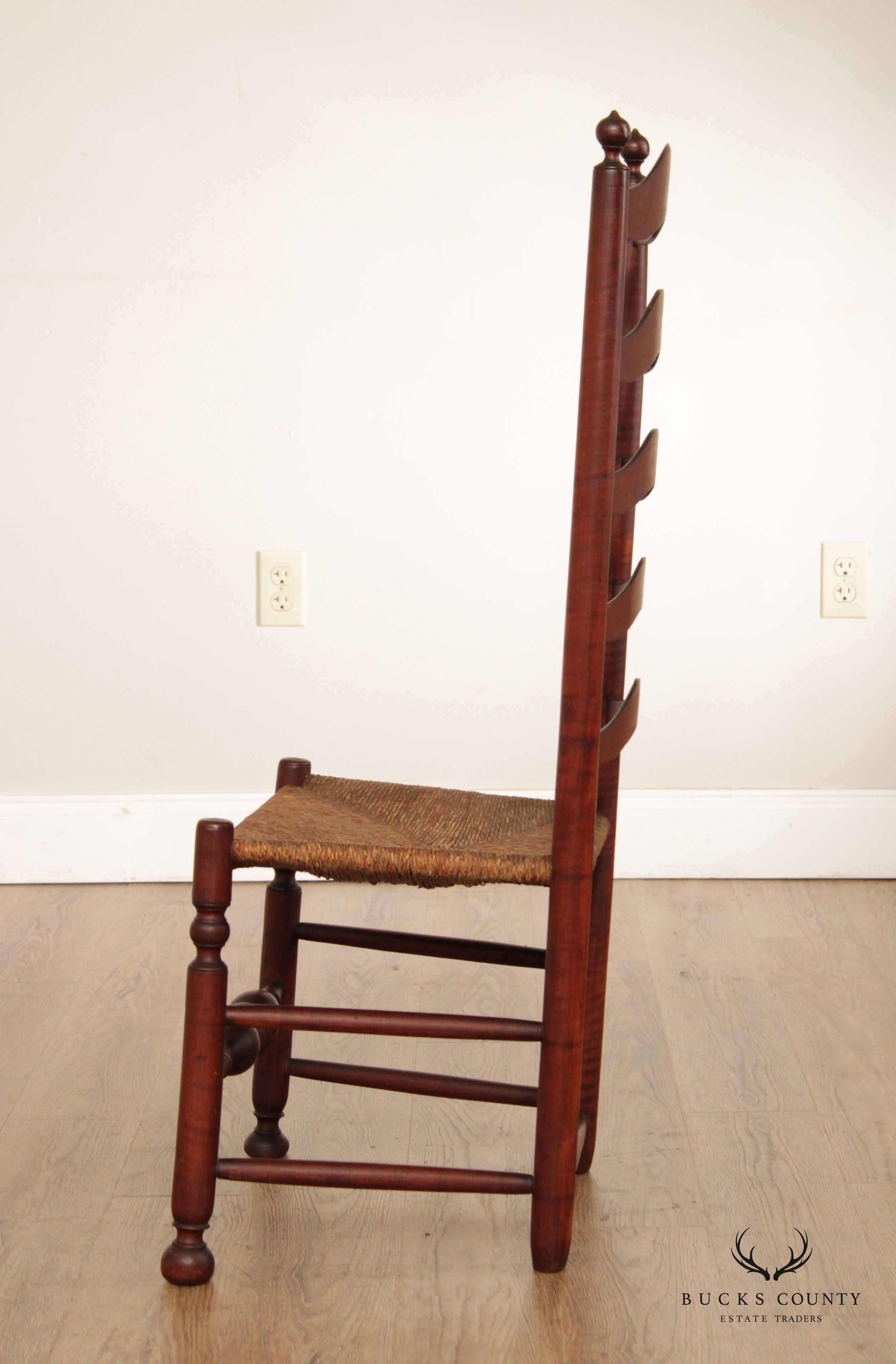 Antique Shaker Ladder Back Rush Seat Chair