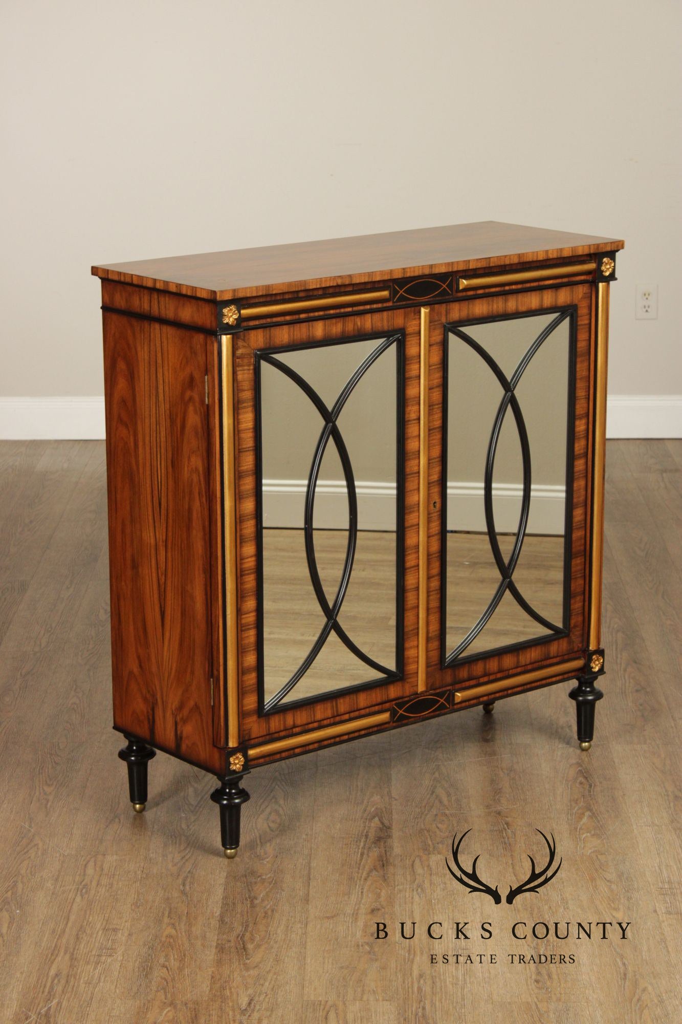 Regency Style Rosewood Mirrored Two Door Cabinet