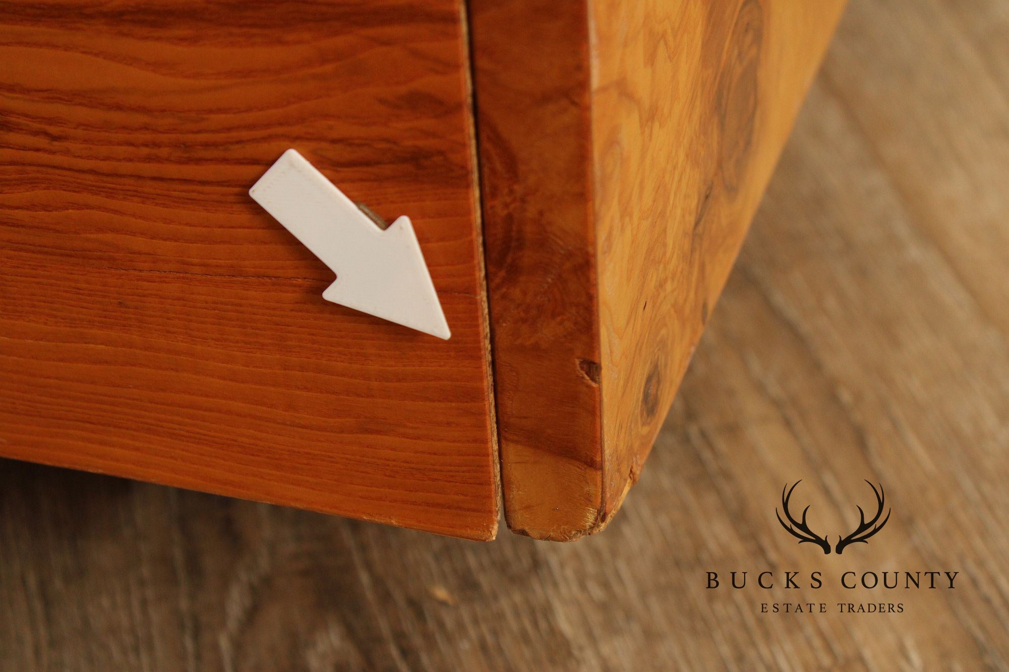 Pace Collection Mid Century Modern Burlwood Queen Size Platform Bed With Floating Headboard And Nightstands