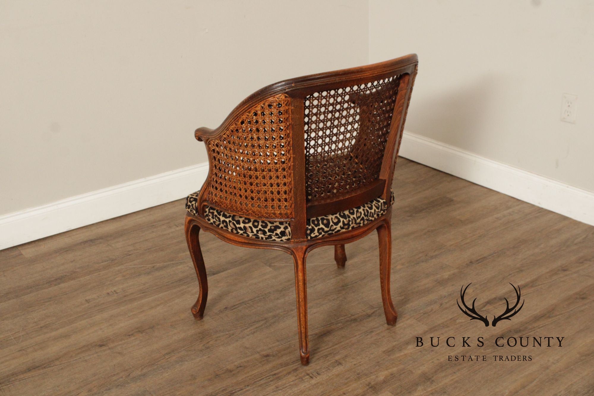 Italian Barrel Back Caned Armchair