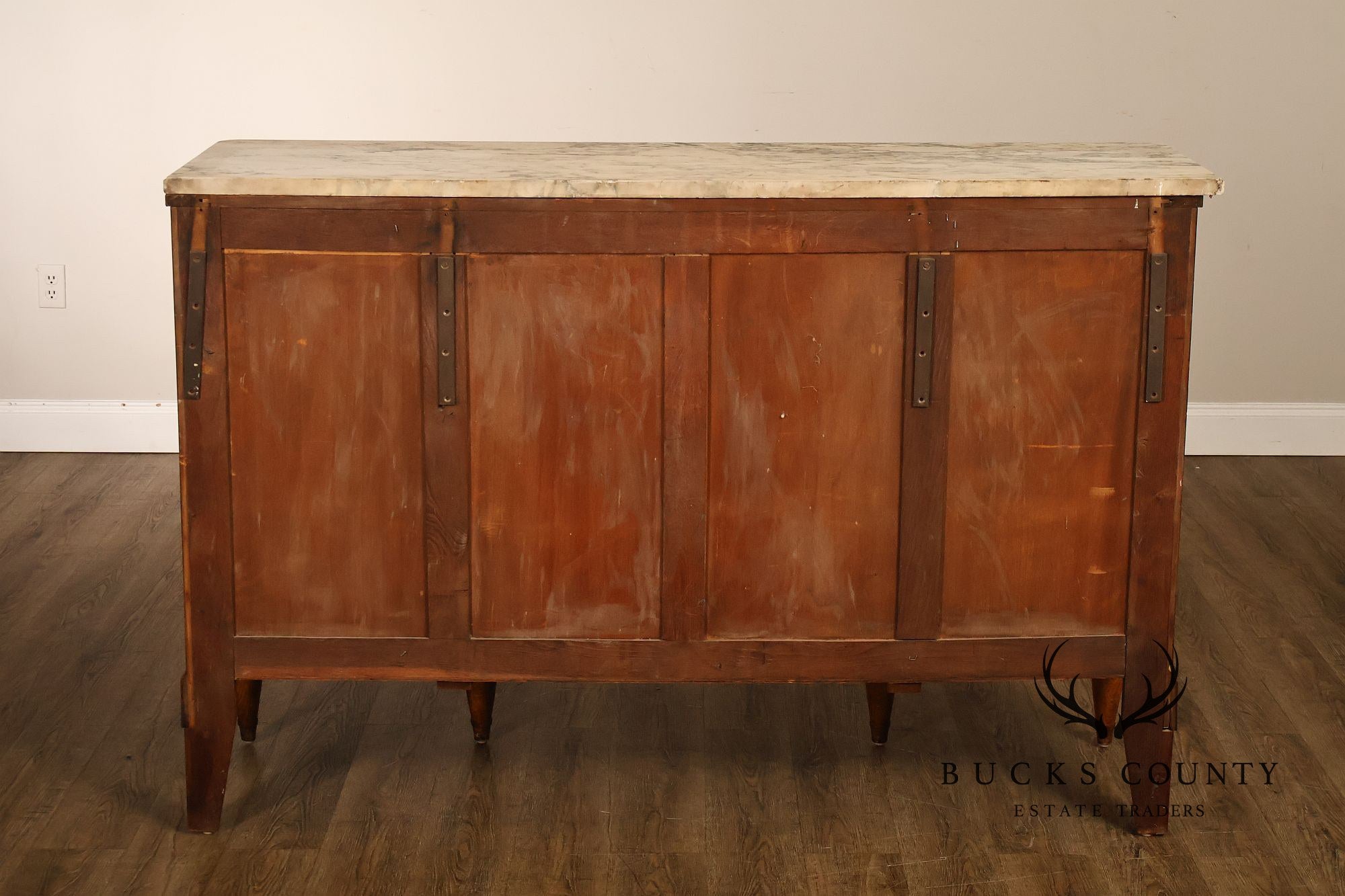 Antique French Louis XVI Style Carved Walnut Marble Top Buffet Sideboard