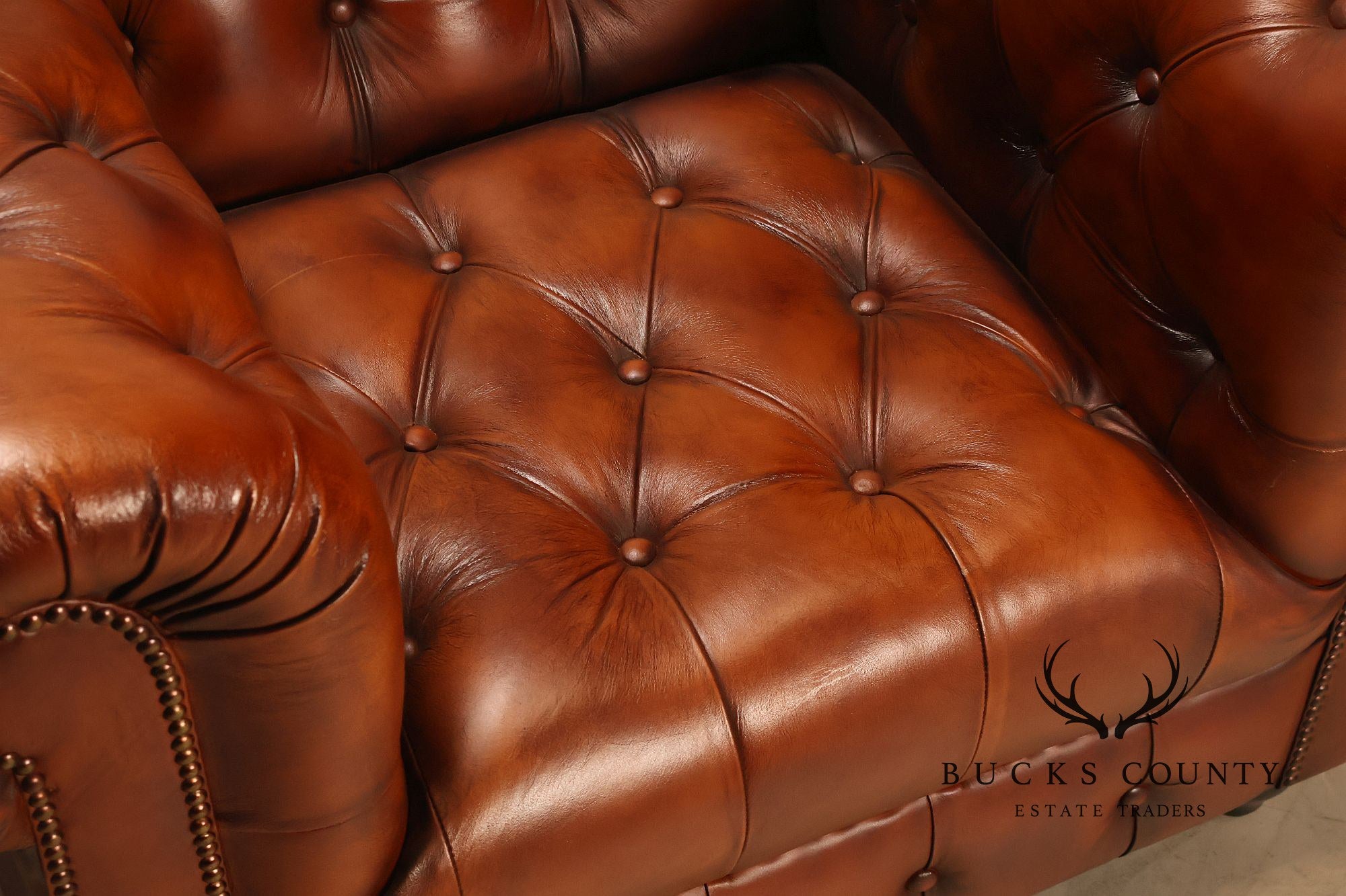 Chesterfield Style Tufted Brown Leather Club Chair