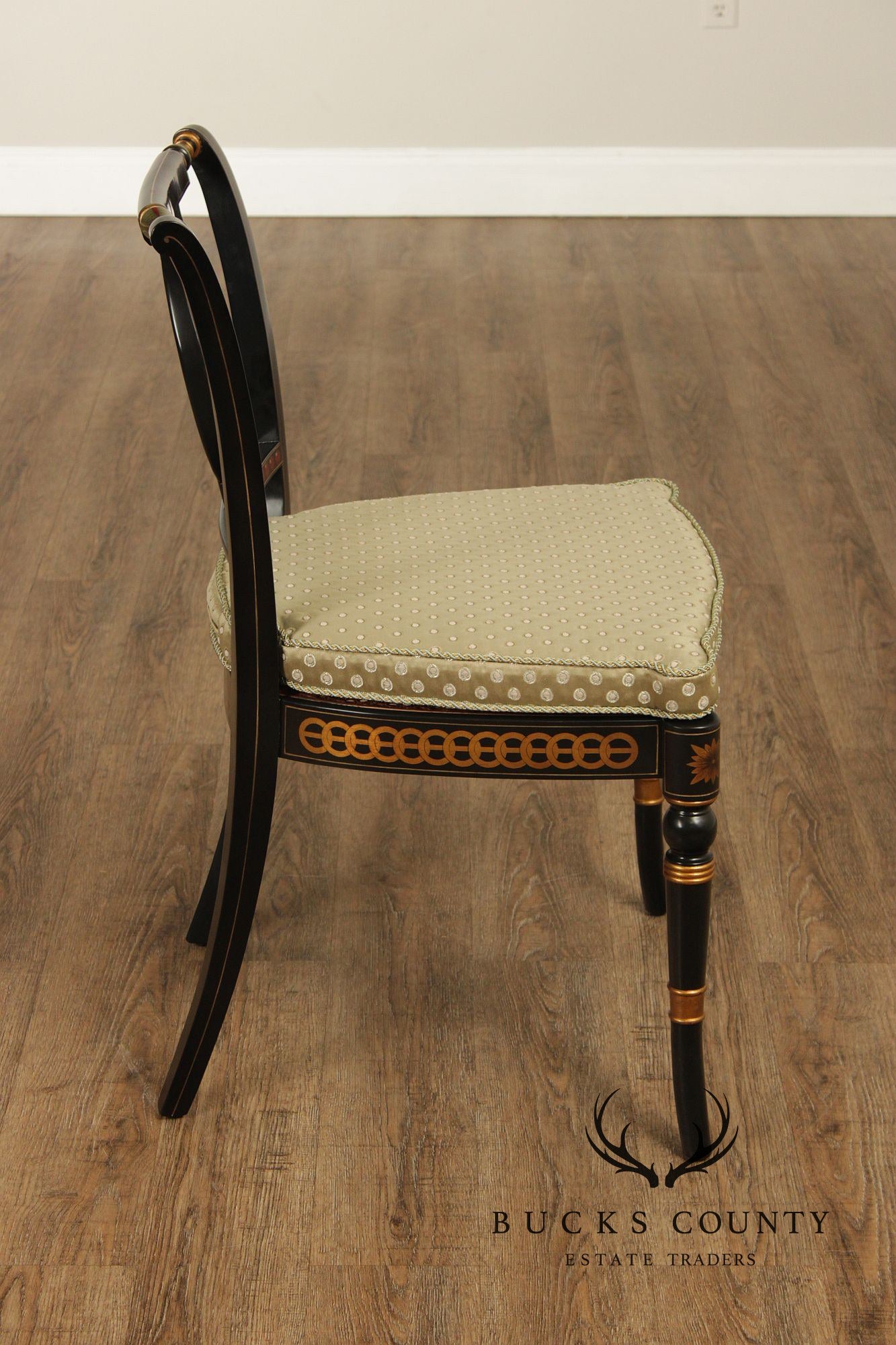 Theodore Alexander Regency Style Set Of Eight Painted And Gilt Dining Chairs