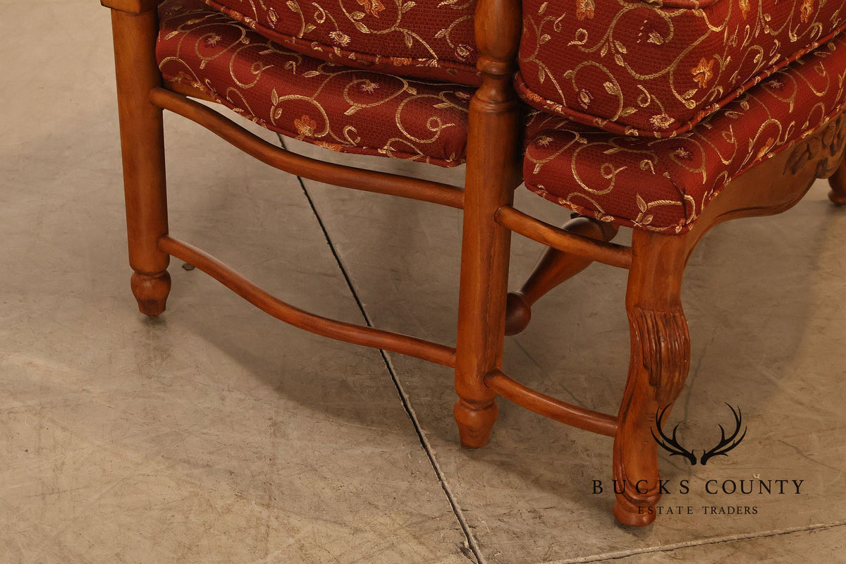 Highland House Pair Of Genevieve French Country Upholstered Lounge Chairs