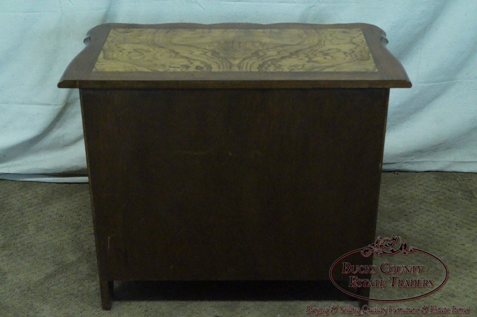 Baker Furniture Small Burl Wood & Walnut Bombe Chest