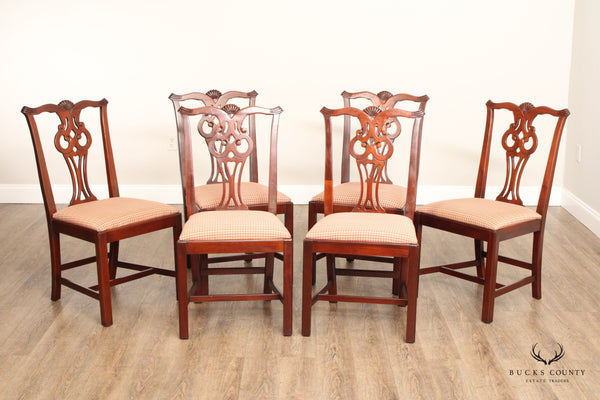 Chippendale Style Set of Six Carved Mahogany Dining Chairs