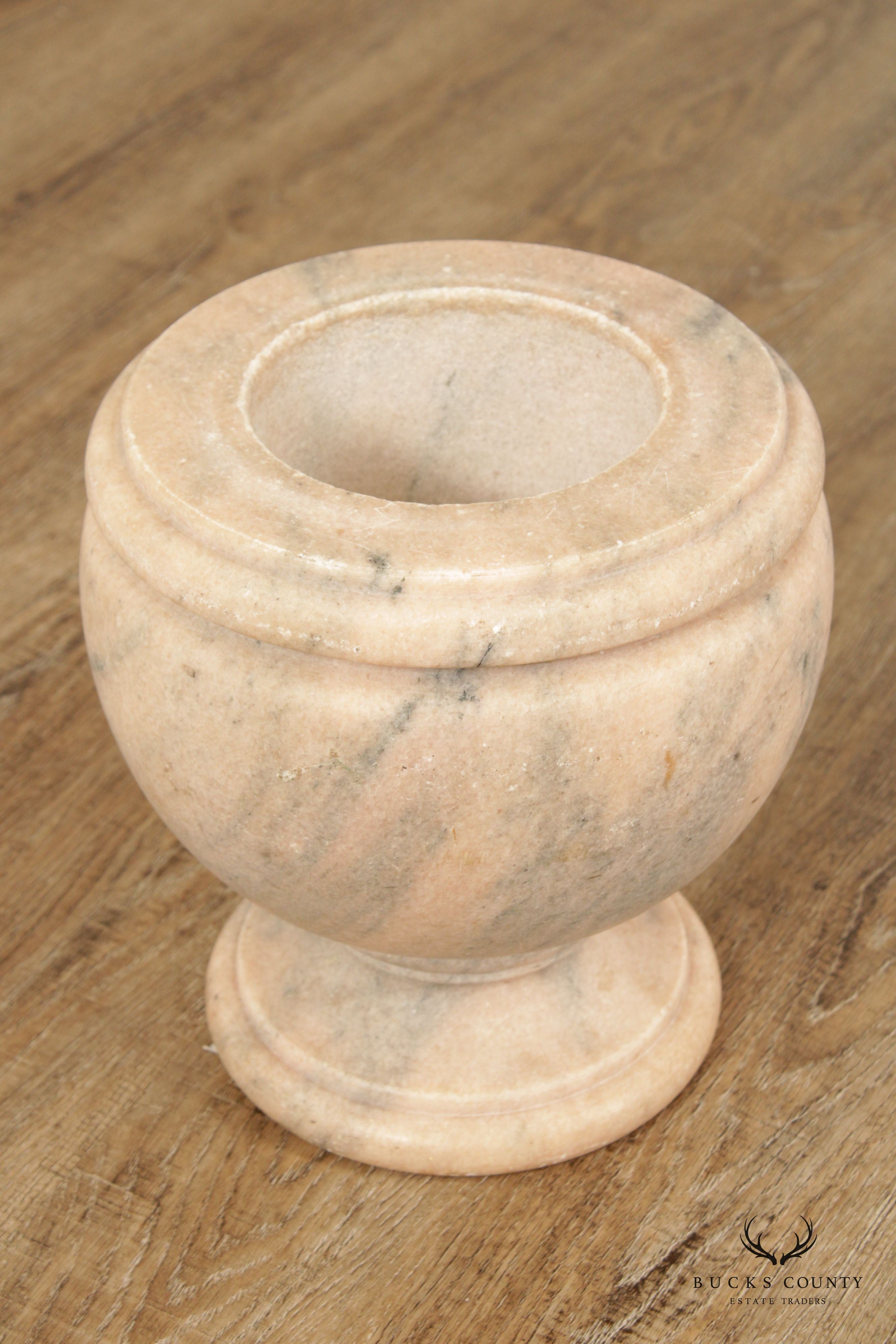 Antique Style Marble Footed Urn Vase with Turned Rim