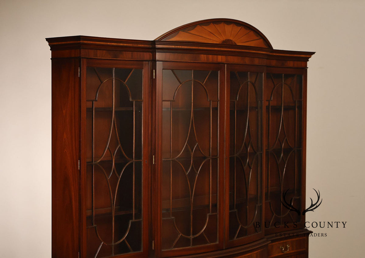 Bevan Funnell Reprodux English Georgian Style Inlaid Mahogany Breakfront