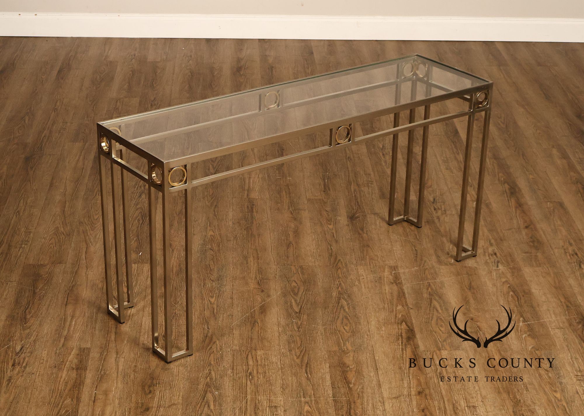 Modern Art Deco Style Glass Top Console Table
