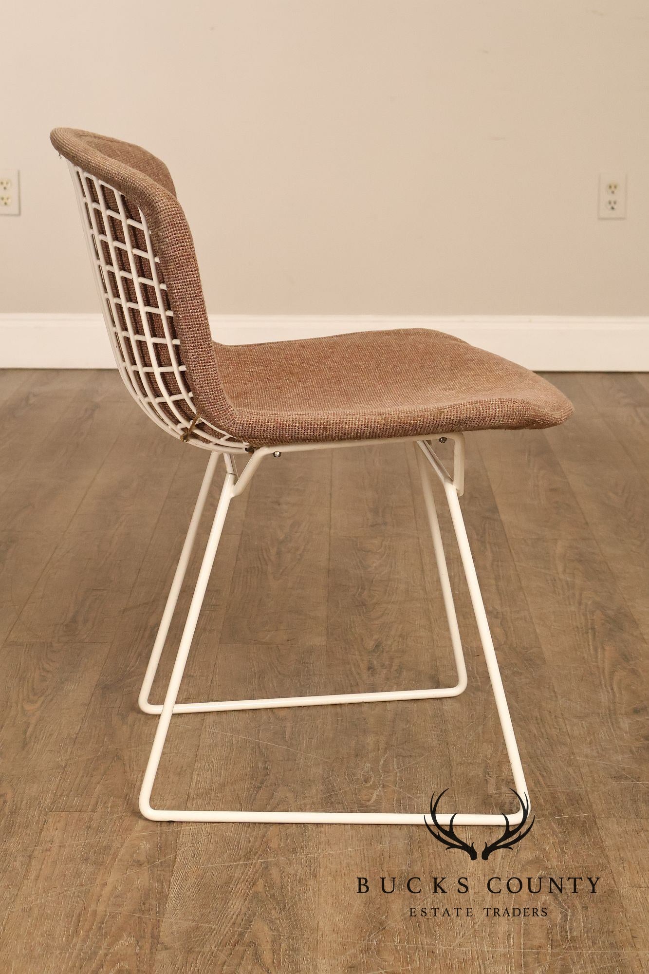 Harry Bertoia For Knoll Pair Of Wire Dining Side Chairs With Full Cushions