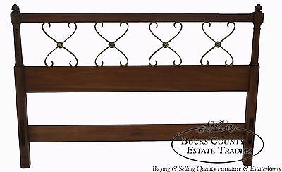 Kindel Belvedere Regency Style Fruitwood & Brass Full Size Headboard