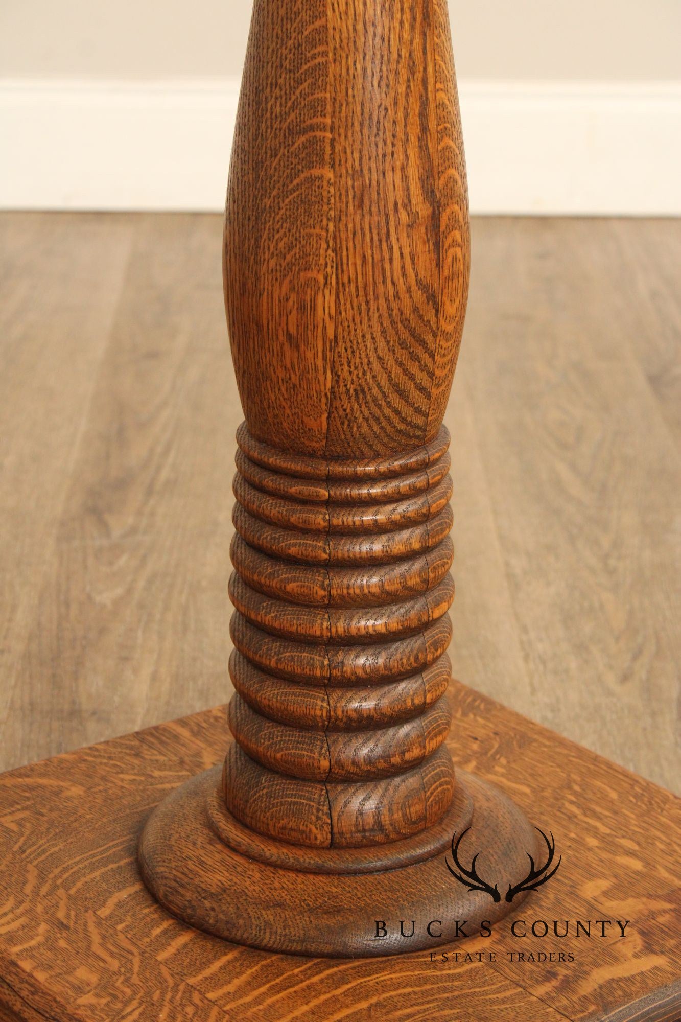 Antique Turned Oak Pedestal Plant Stand