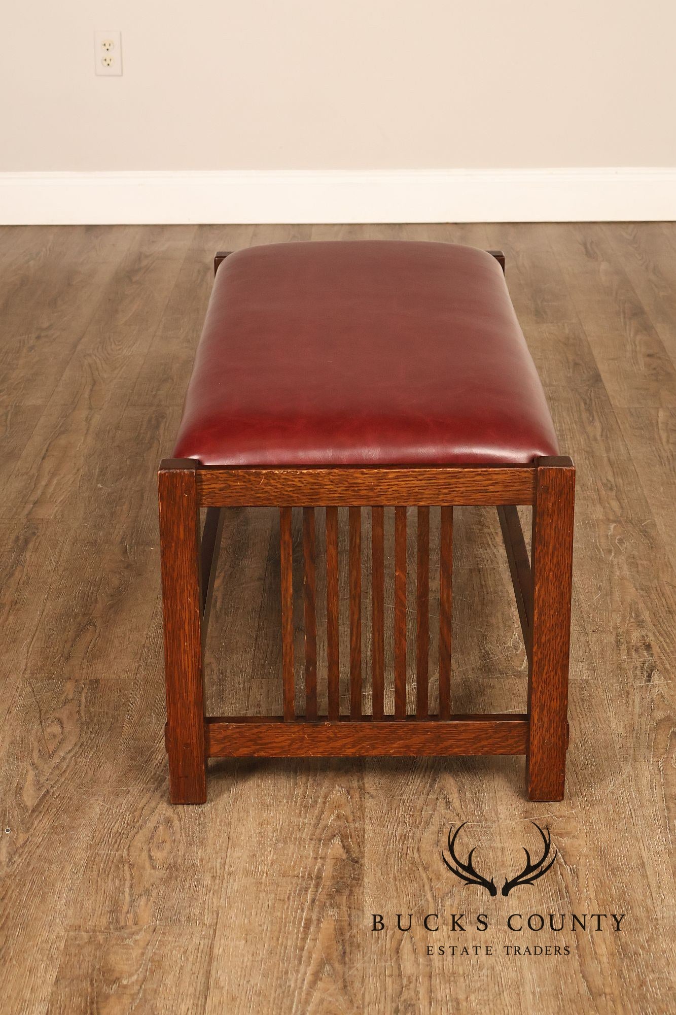 Stickley Mission Collection Oak Upholstered Bench