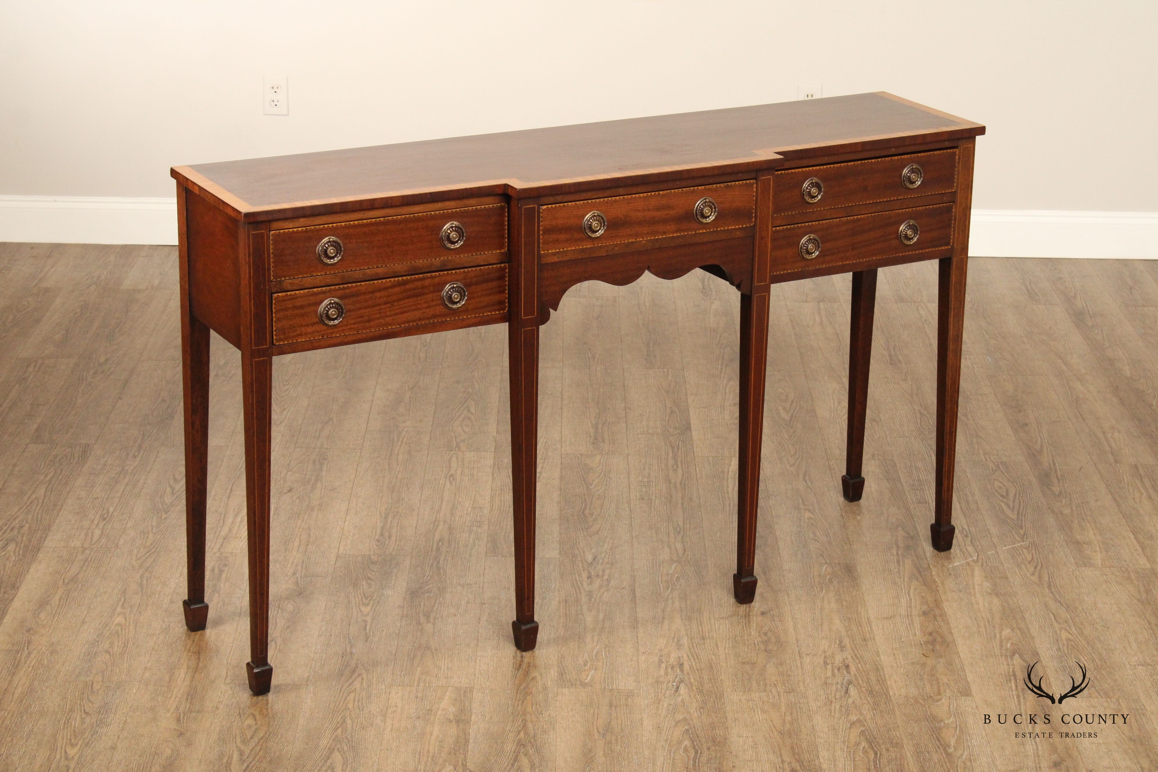 English George III Style Inlaid Mahogany Narrow Sideboard