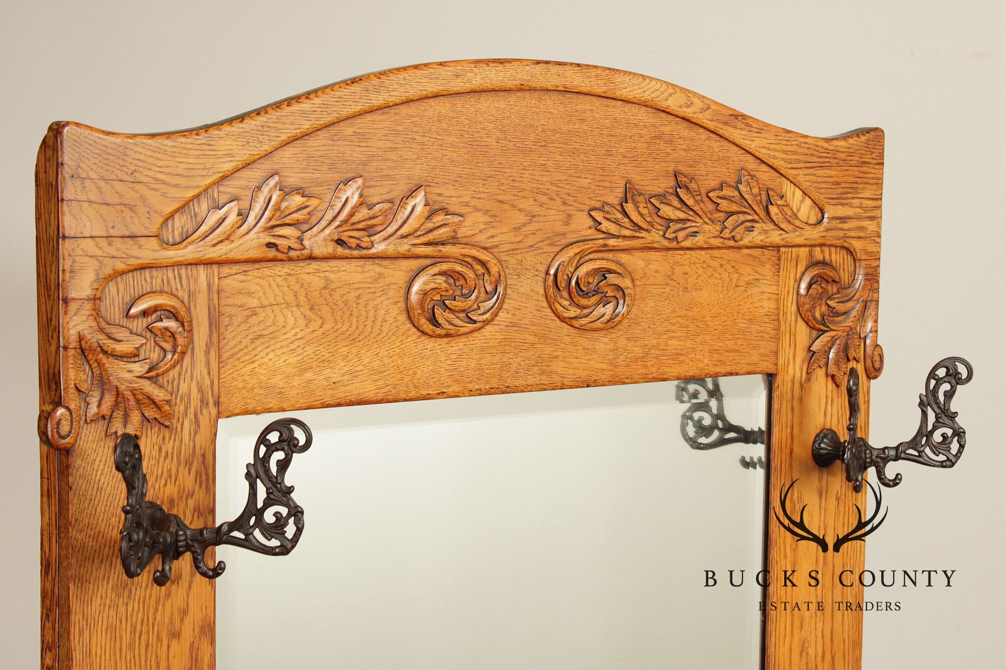 Antique Victorian Carved Oak Hall Tree