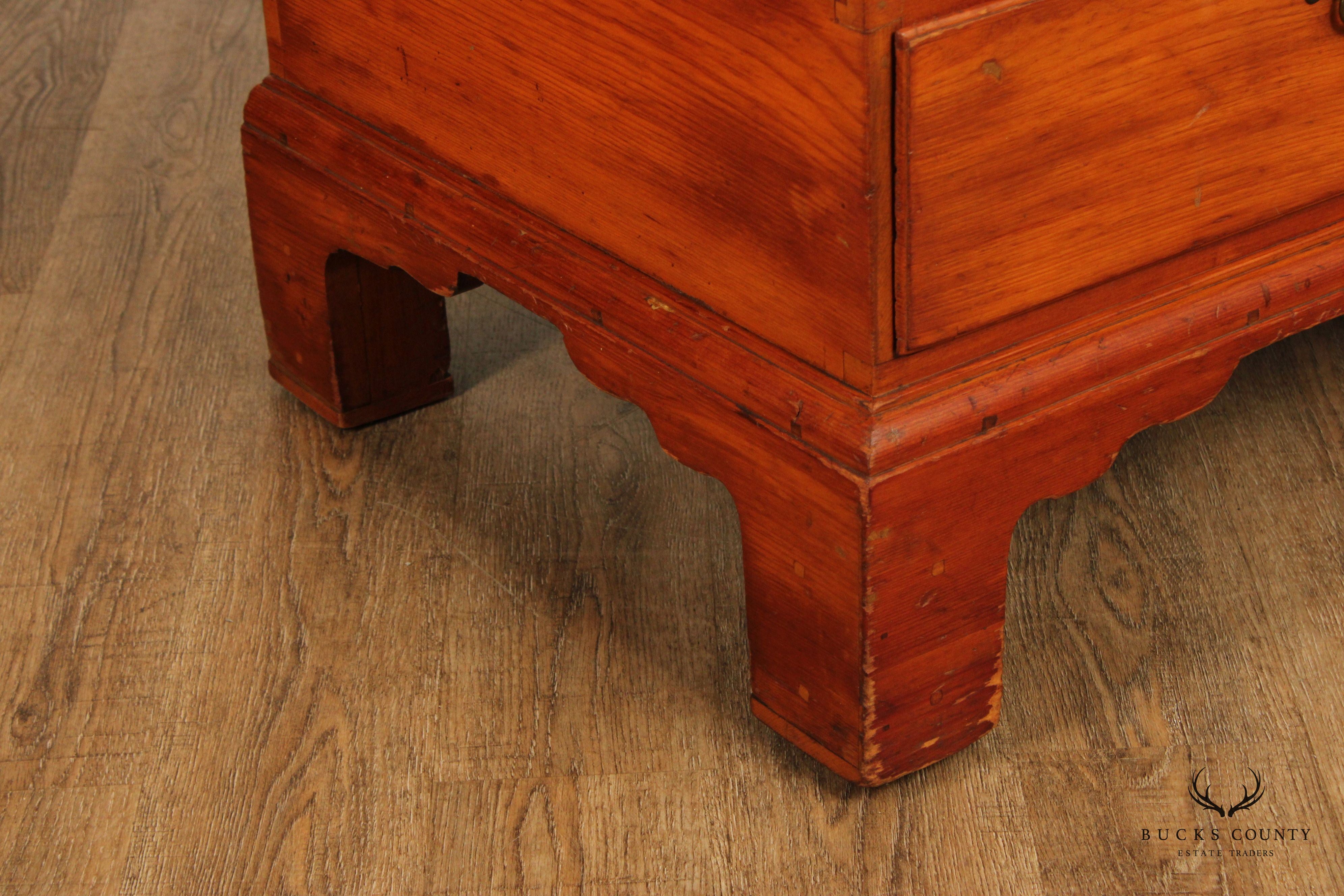 Antique Chippendale Large Two-Drawer Pine Blanket Chest