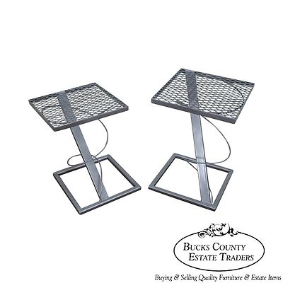 Contemporary Set of 2 Modern Design Expanded Metal Side Tables