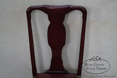 Custom Quality Leather Seat Pair of Queen Anne Side Chairs