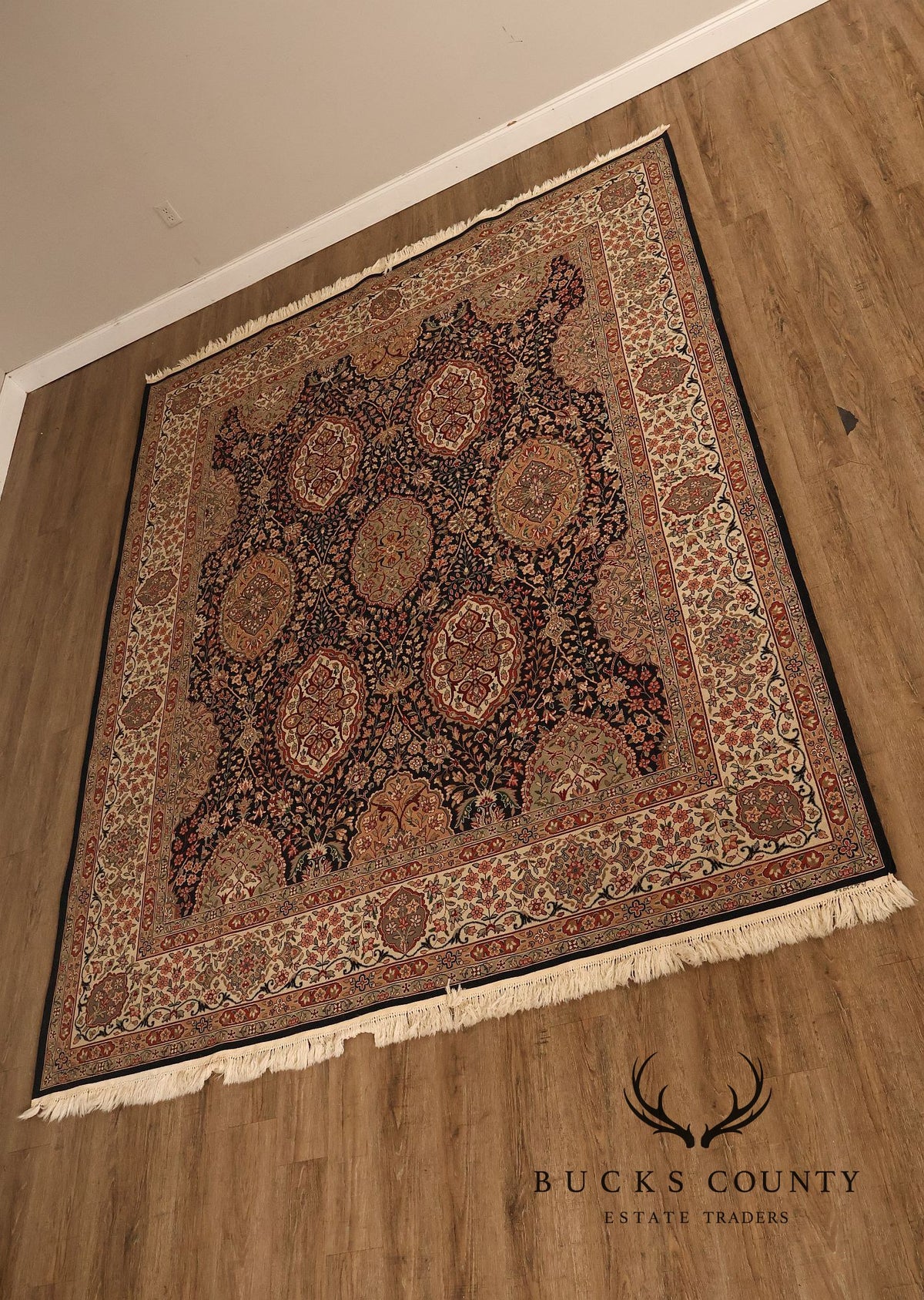 Hand Knotted Persian Style Area Rug With Medallion And Floral Motif