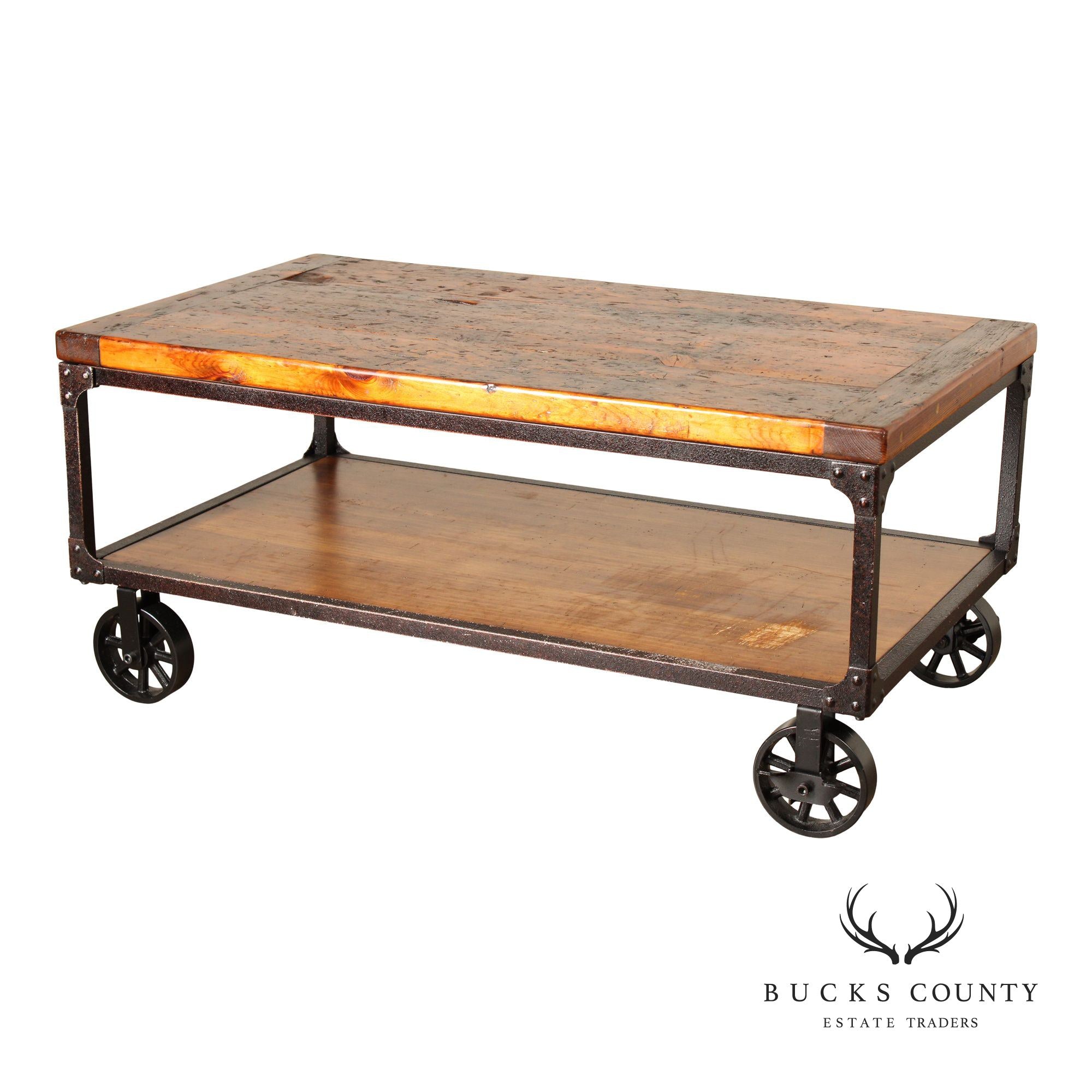 Industrial Style Rolling Coffee Table