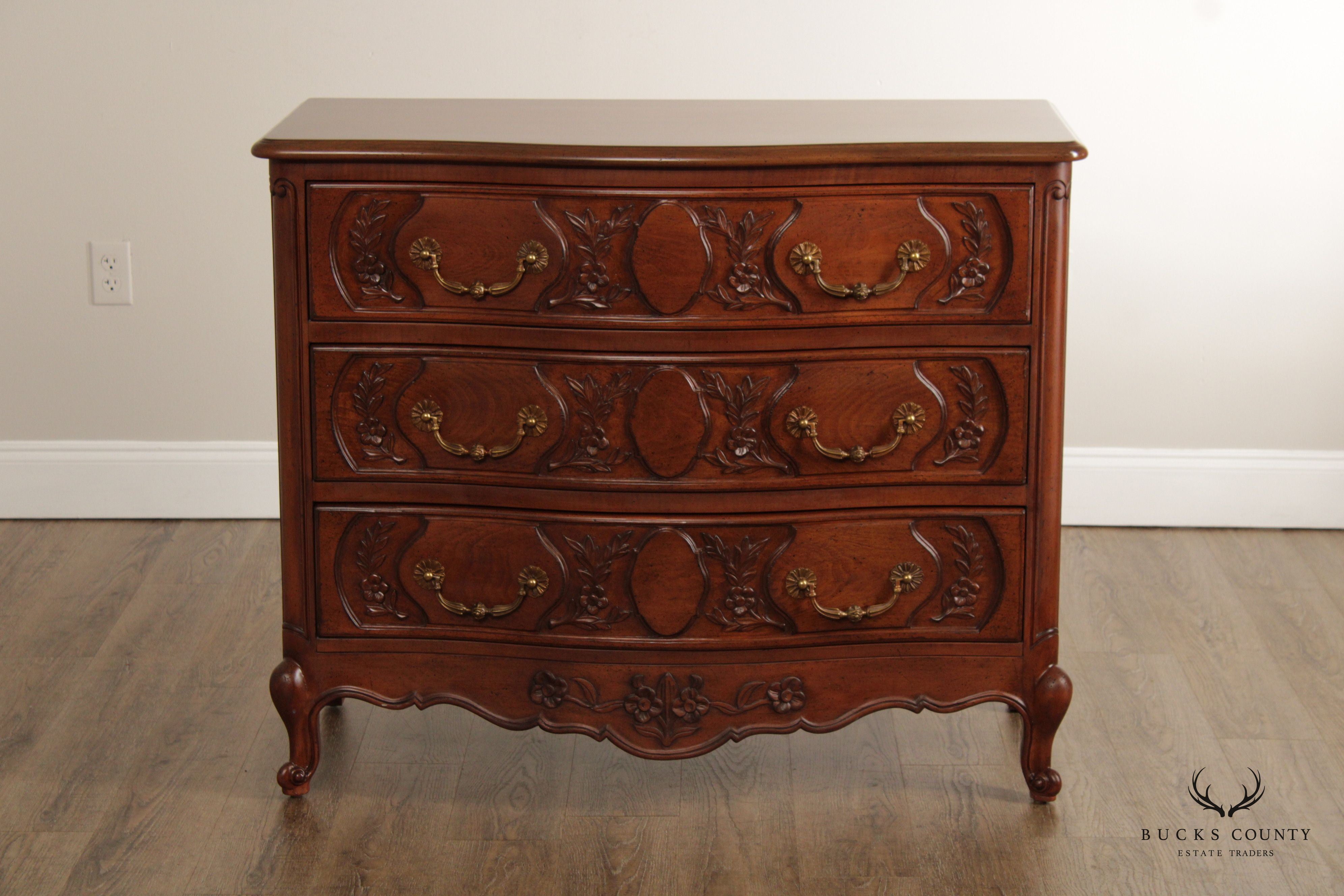 Auffray & Company French Louis XV Style Carved Fruitwood Chest Of Drawers