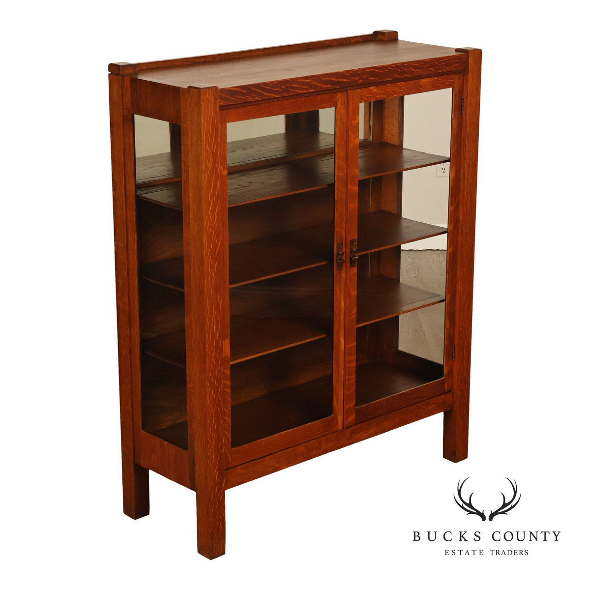 Antique Grand Rapids Mission Oak China Cabinet