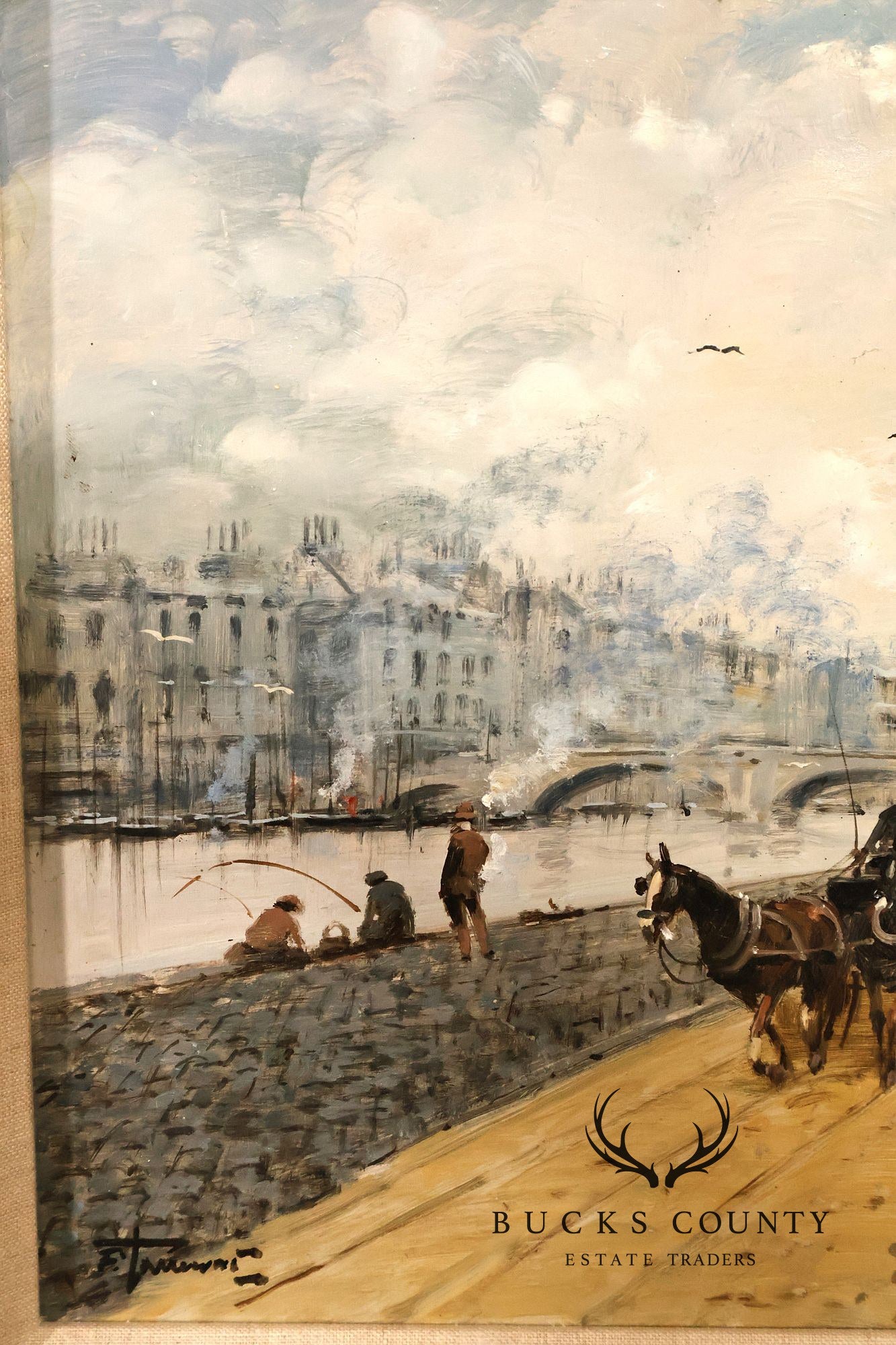 Francesco Tammaro Framed Painting, 'Strolling by the Seine'