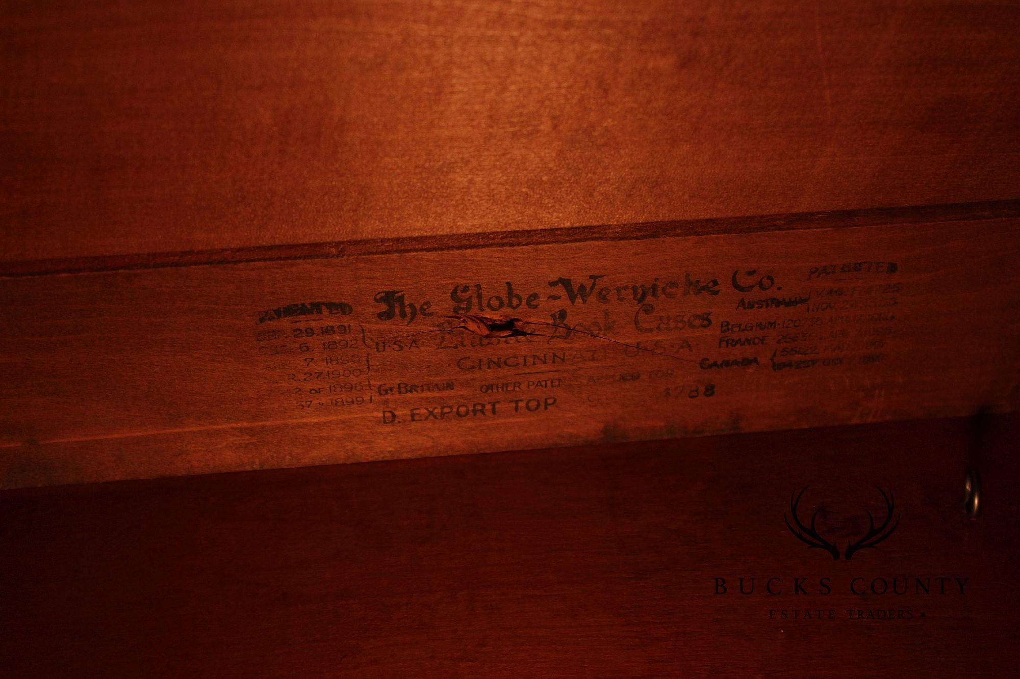 Antique Oak Five-Section Barrister Bookcase