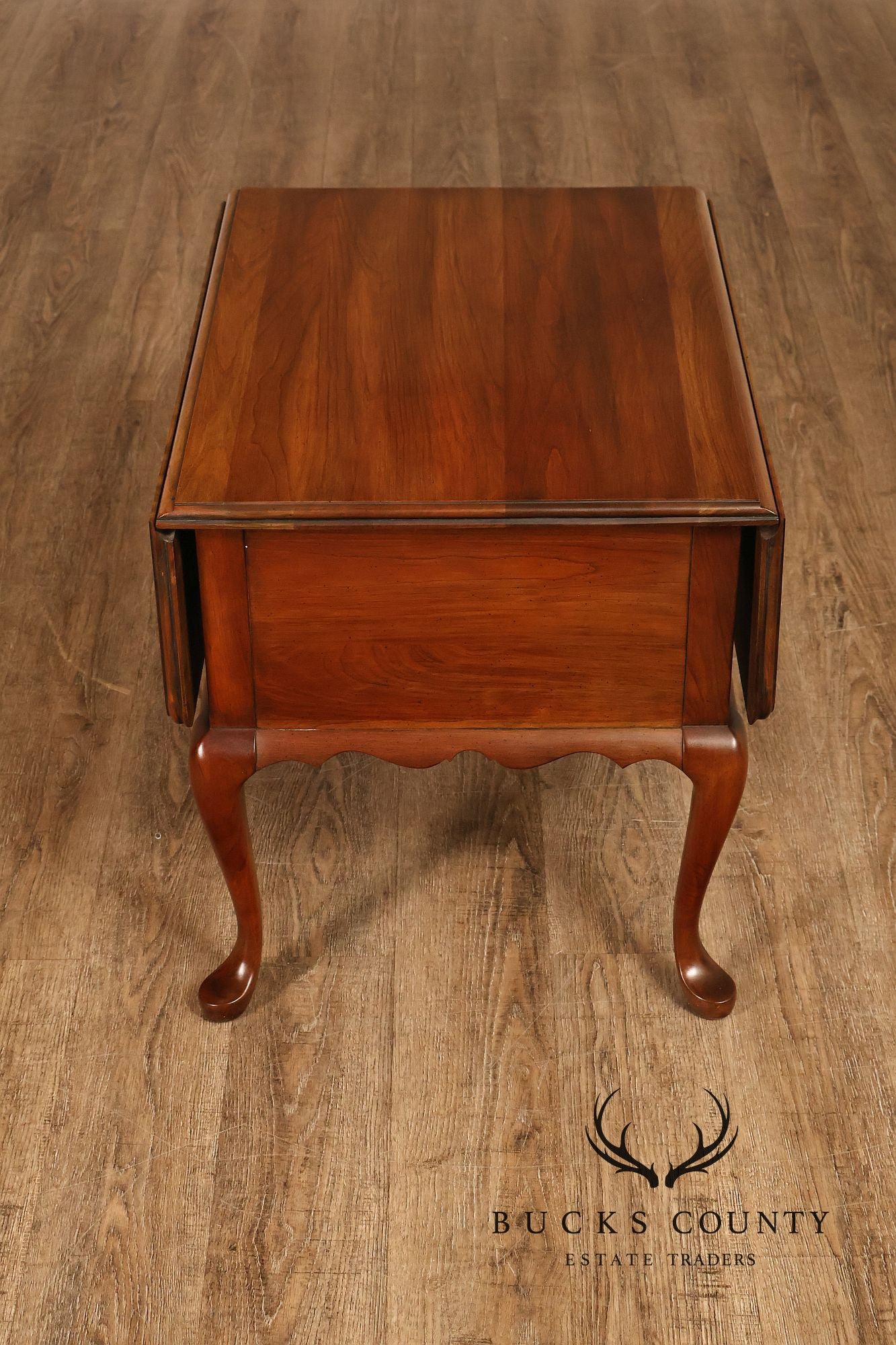 Pennsylvania House Vintage Pair Of Queen Anne Style Cherry Drop Leaf Two-Drawer End Tables