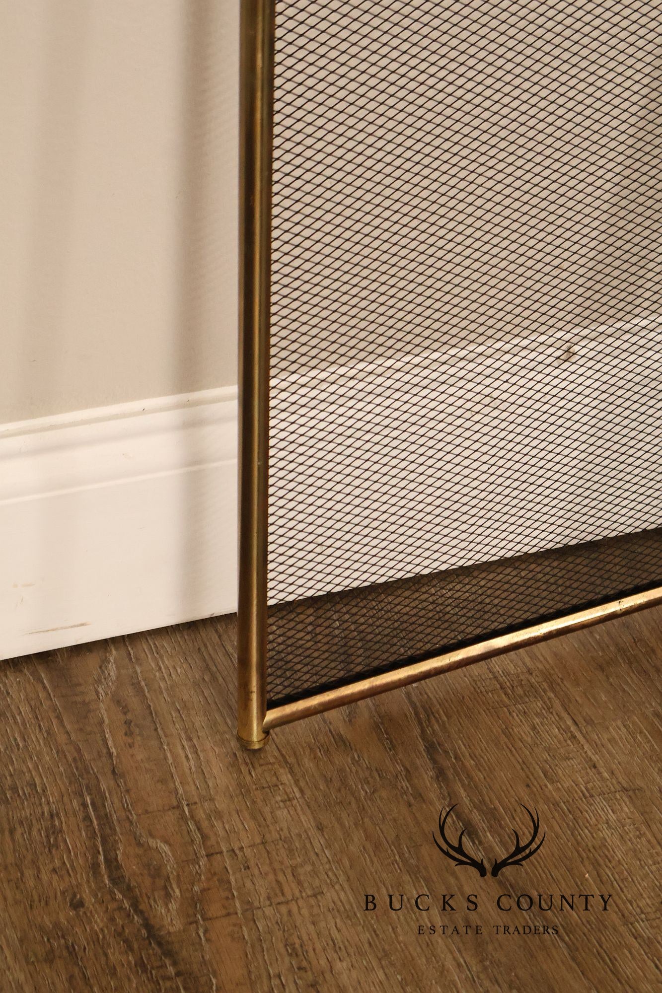 Vintage Brass Four-Panel Folding Fireplace Screen