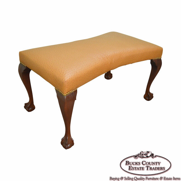 Custom Walnut Chippendale Style Ball & Claw Foot Bench