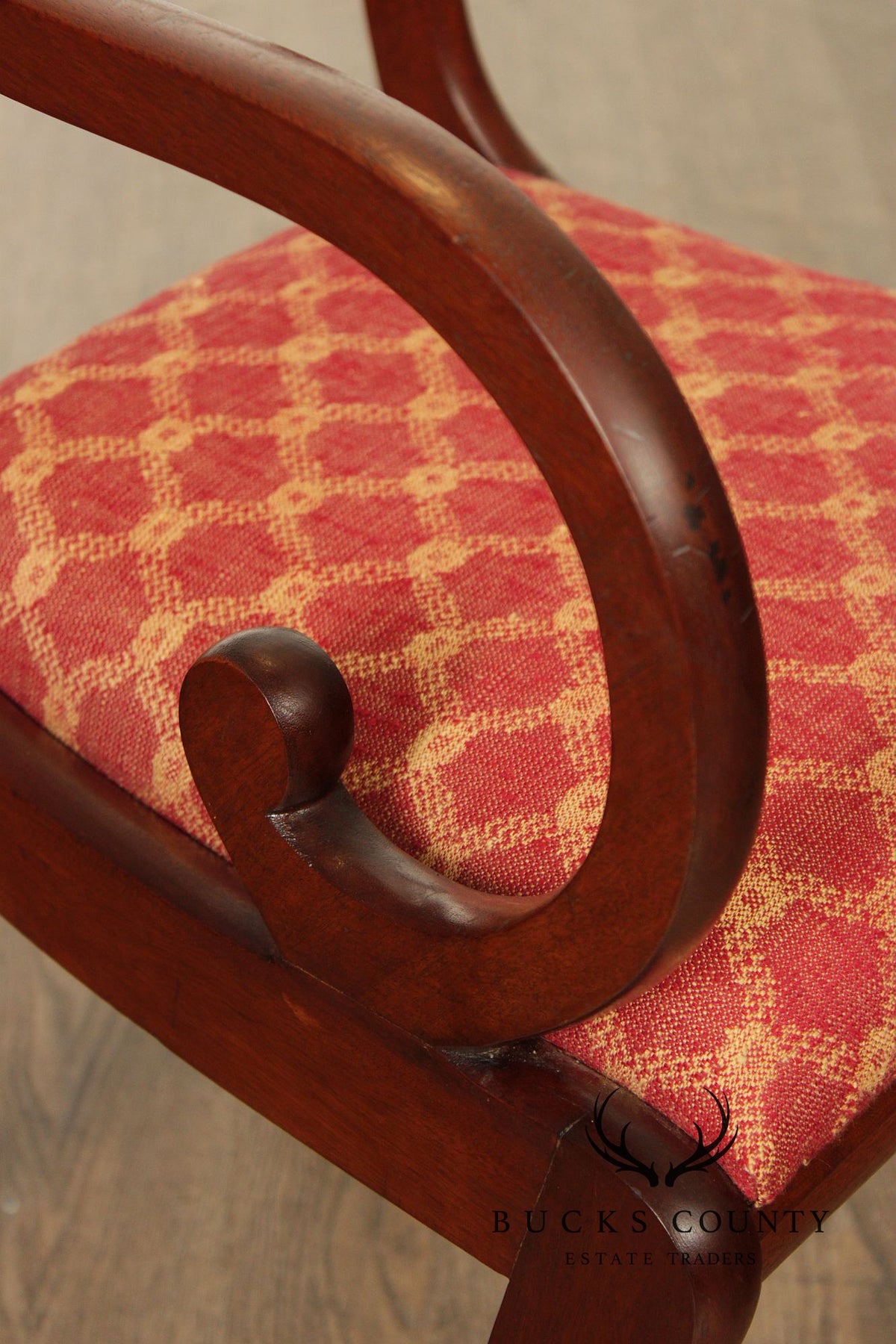 Antique English Regency Style Pair of Rosewood Brass Inlaid  Armchairs