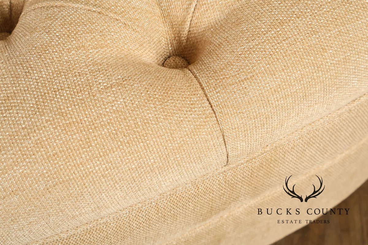 Traditional Tufted Upholstered Oval Ottoman