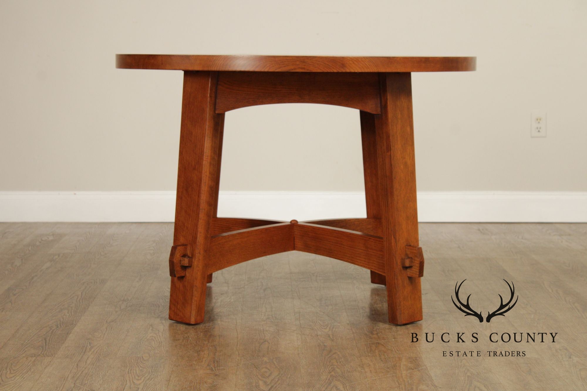Stickley Mission Collection Round Oak Commemorative Library Table